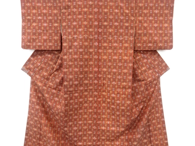 JAPANESE KIMONO / ANTIQUE KIMONO / TSUMUGI / WOVEN KASURI PATTERN